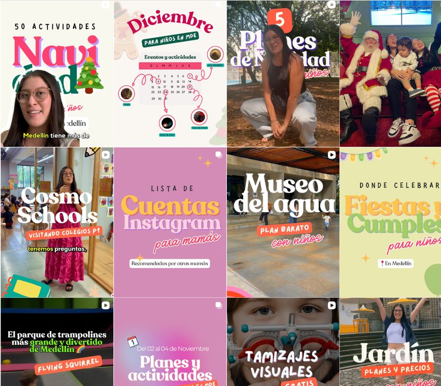 Captura real de mi cuenta de Instagram después: publicaciones en las que aparezco frente a cámara, hablando y contando experiencias